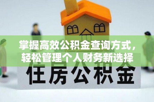 钦州掌握高效公积金查询方式，轻松管理个人财务新选择